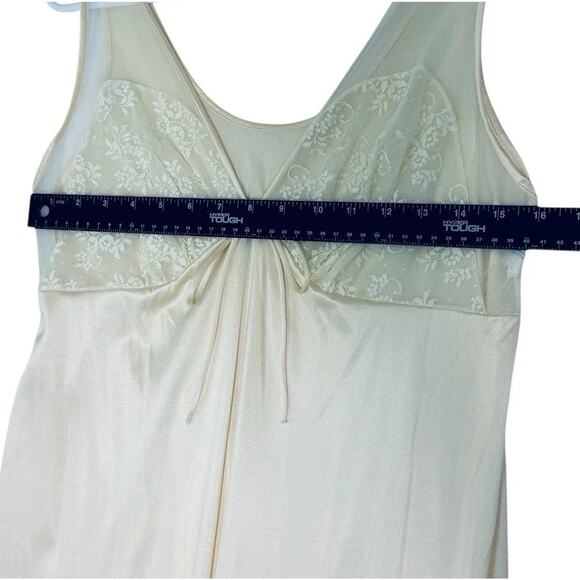Vtg Ivory Nylon Lace Maxi Slip Dress Gown Sz M Nightgown Glam Bridal Romantic - Picture 5 of 12